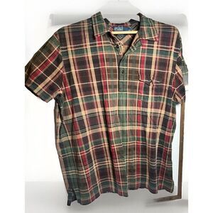 Vintage 90s Streetwear Mens XXL Faded Baggy Fit Collared Polo Shirt Plaid.     Y
